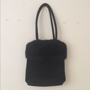 Faux-fur vintage bucket bag